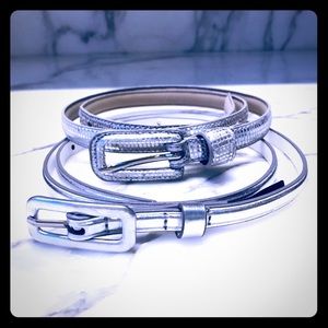 SALE SET 2 Silver Skinny Belts Jessica Howard